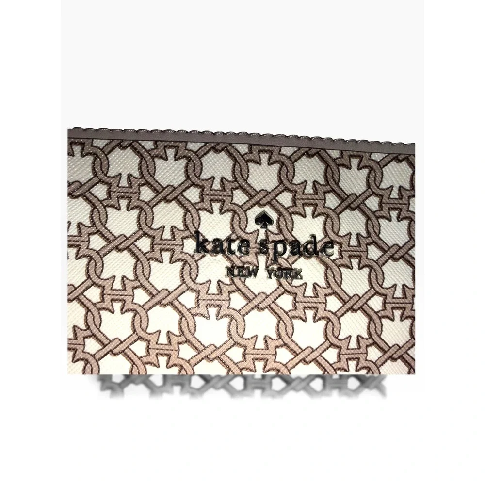Kate Spade New York Spade Link Mini Tote Taupe Monogram Crossbody Satchel